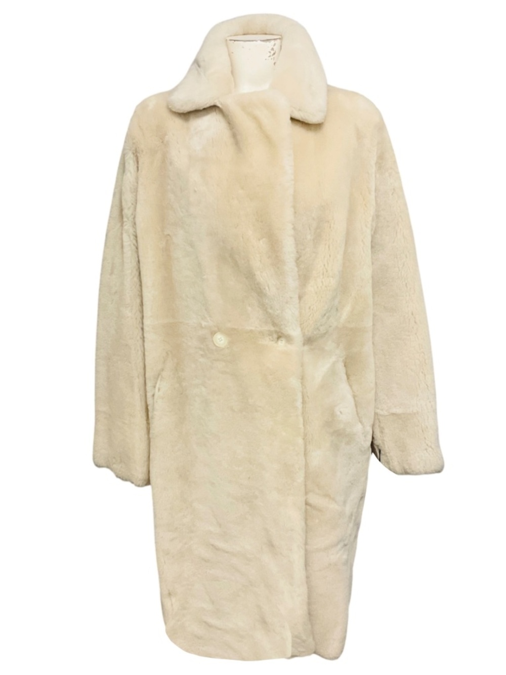 Yves Salomon Ivory / Alabaster Reversible Lamb Shearling Coat
